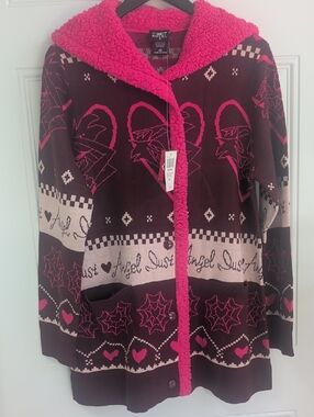 Hazbin Hotel Hot Topic Brown & Pink 'Angel Dust' Hooded Cardigan